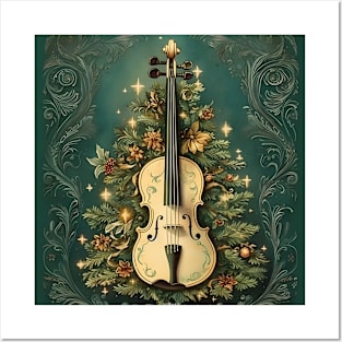 Christmas Violin With Beautiful Filigree Posters and Art